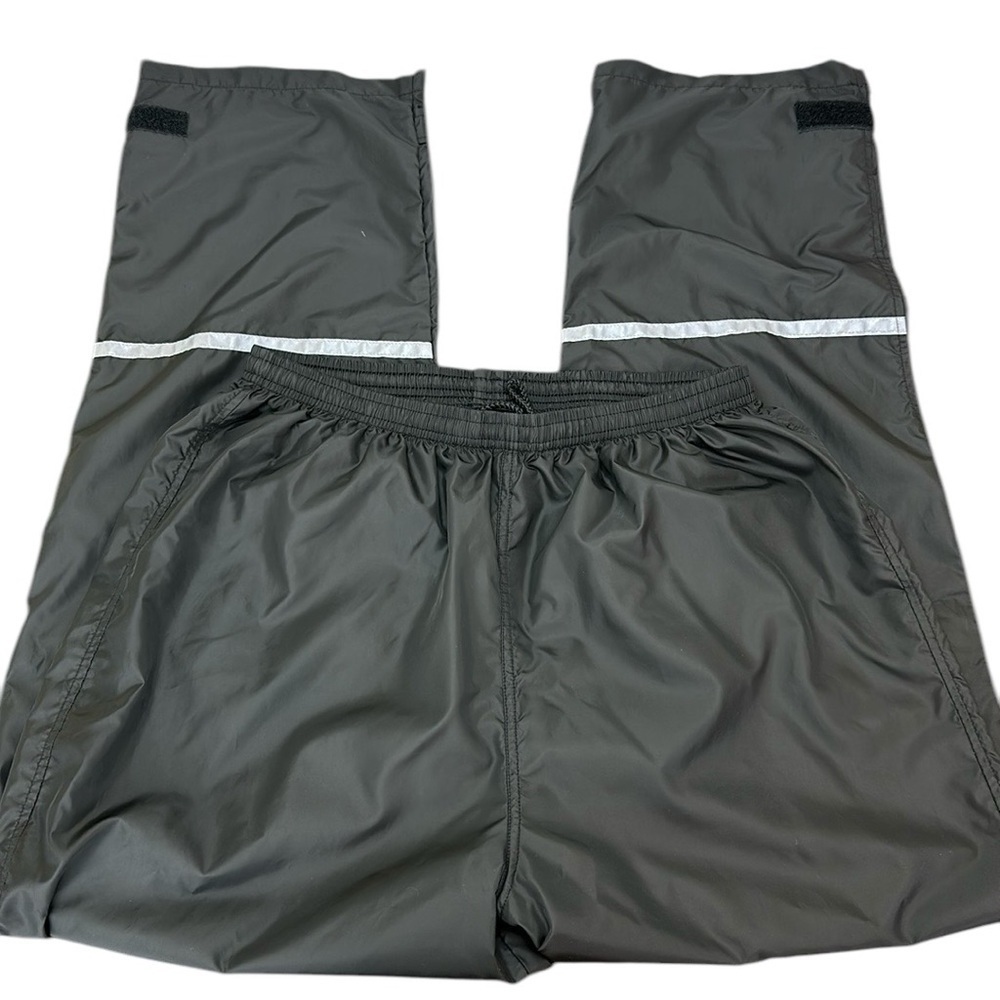 LL Bean Black Windbreaker Pants XL‎ USA Reflective Strips Cinch Ankles
